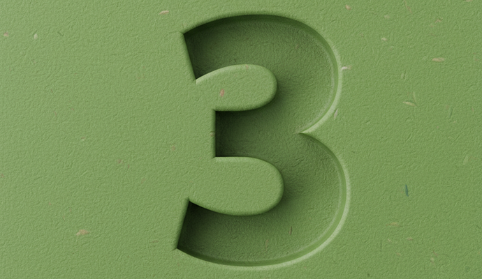 sleek-number-3-on-green-background