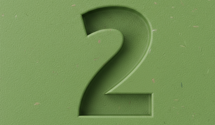 sleek-number-2-on-green-background