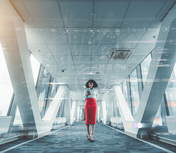 woman-looking-at-phone-in-long-hall-digital-background-added-bdo